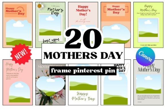 20 Mothers Day Frame Pinterest Pin: Perfect Digital Product Mockups