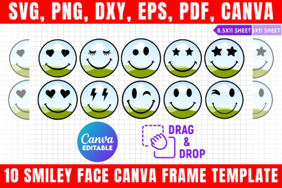 Brighten Your Designs with Editable Smiley Face Canva Frames