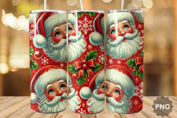Christmas Red Vintage Santa Tumbler Wrap: A Festive Design Asset