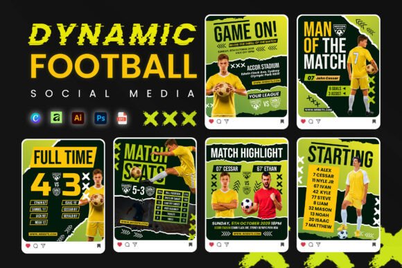 Elevate Your Team's Branding with Dynamic Football Sport Social Media