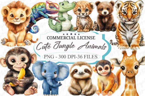 Jungle Magic: Watercolor Clipart for Creative Projects