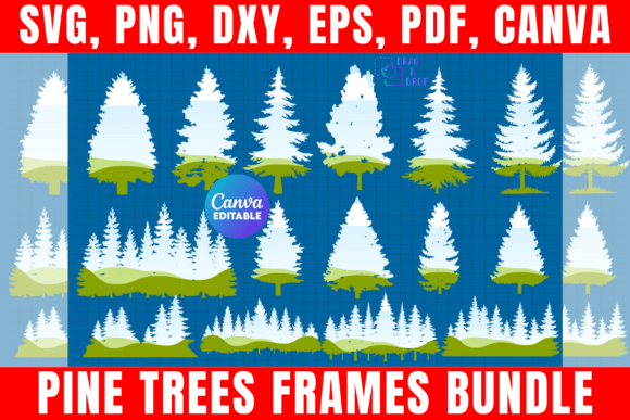 Pine Trees Frames Bundle, Drag and Drop: Your Go-To Forest Design Kit