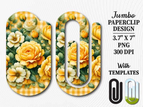 Rose Flower Gingham Jumbo Paperclip: A Charming Design Asset
