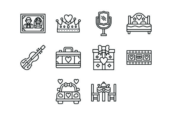 Streamline Your Wedding Designs with Essential Outline Icons